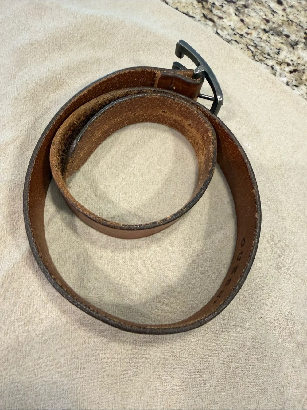 Guess western brown/tan leather belt silver tone buckle 36”